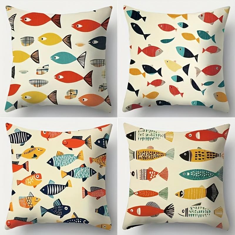 Ocean Colorful Fish Theme Digital Printing Pillow Cover Short Plush Suitable Living Rooms Bedrooms Sofas Throw Cushion Cover