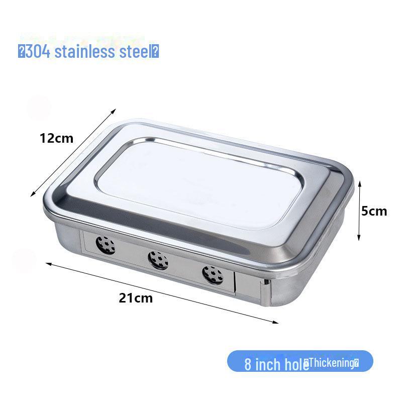 Stainless Steel Disinfection Tray with Holes and Cover, High-Temperature Square Instrument Tray