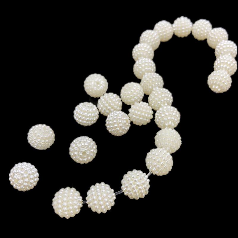 Imitation Pearl Wholesale DIY Crafts Handmade Material Jewelry Accessories Round Beige Loose Beads Findings Bayberry Ball For Jewelry Making Acrylic