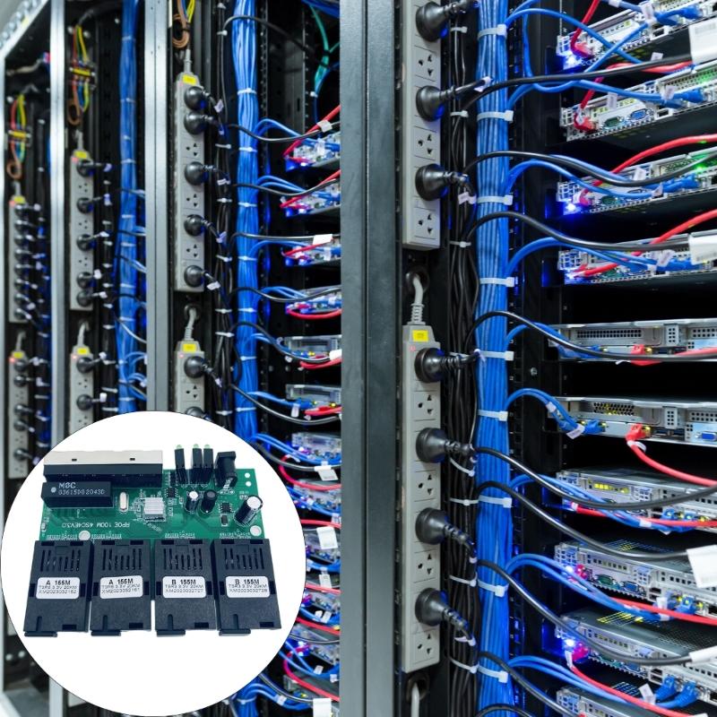 100M Reverse 4F4E POE Fiber Switcher 4 Fiber Optically Media Converter Fast Ethernet Easy Installation Development Board