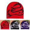 Street Style Knitted Cap With Dragon Animal Pattern For Cold Seasons