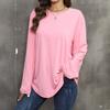 Spring Autumn Women's Round Neck Casual Color Long Sleeved T-shirt Top