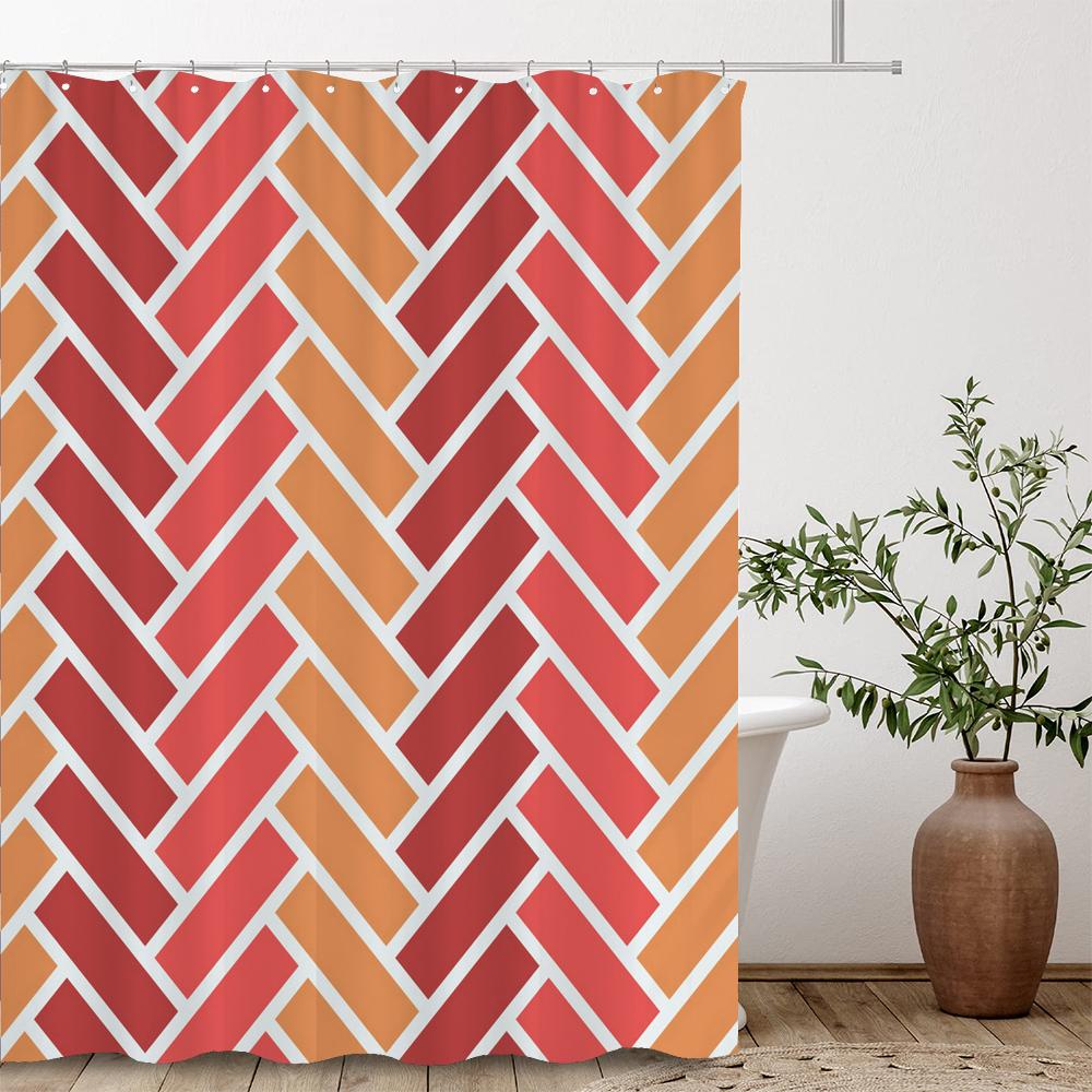 Modern Stripe Geometric Shower Curtains Waterproof Fabric Bath Curtains For Bathroom Bathtub Large Wide Bathing Cover With Hooks