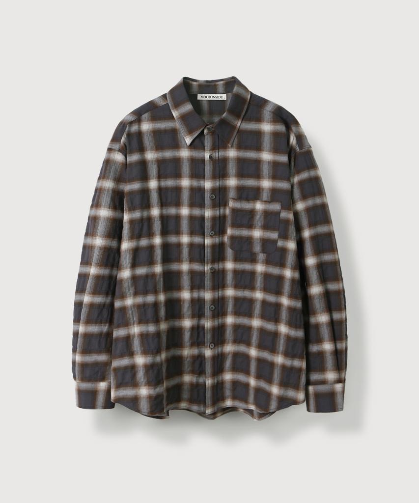 MOOD INSIDE Light Flannel Check Overshirt_Smoky Brown