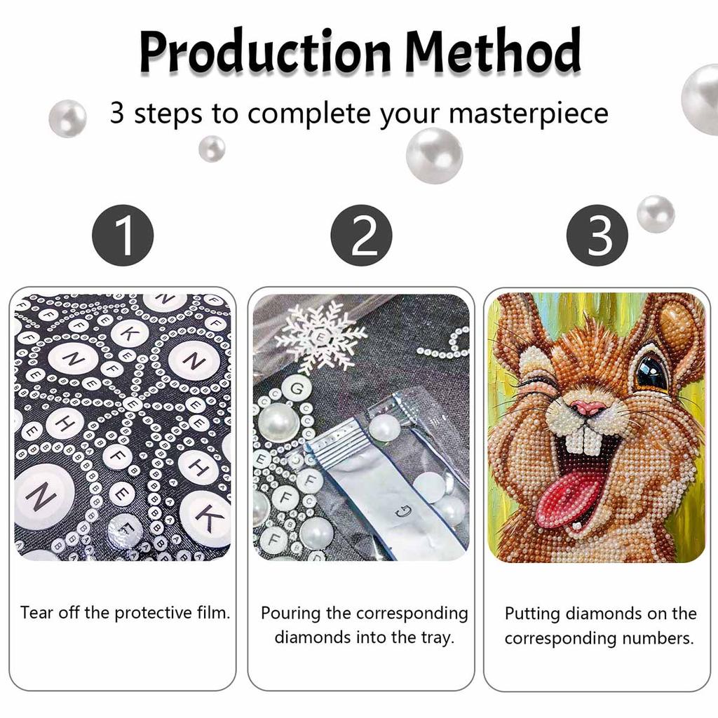 Pearl painting diy sticky diamond creative colorful winking rabbit portrait diamond painting kit living room hanging painting