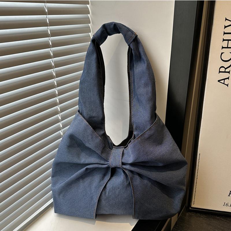 Модная и Минималистичная Джинсовая Сумка на Одно Плечо с Изысканным Бантом, Нишевая Сумка-Тоут для Поездок на Работу KTY
