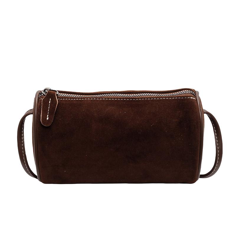 Однотонная женская сумка через плечо из искусственной кожи, напоминающей замшу, элегантная, простая и универсальная, повседневная и высокого качества.