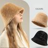 Hat for Women Autumn Winter Korean Imitation Rabbit Hair Bucket Hat Thickened Warm Cute White Basin Hats