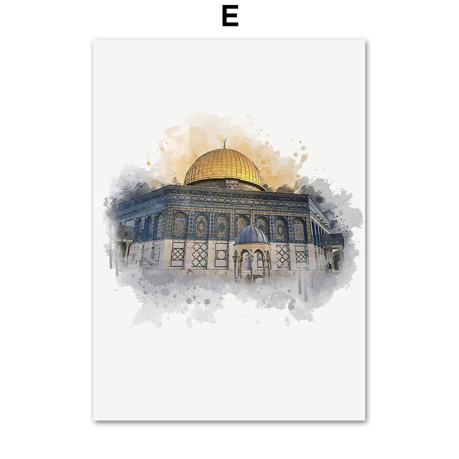 Исламский плакат пейзаж холст печать мечеть Мескид Акса Кааба Набави настенная живопись богемная картина современный домашний декор комнаты