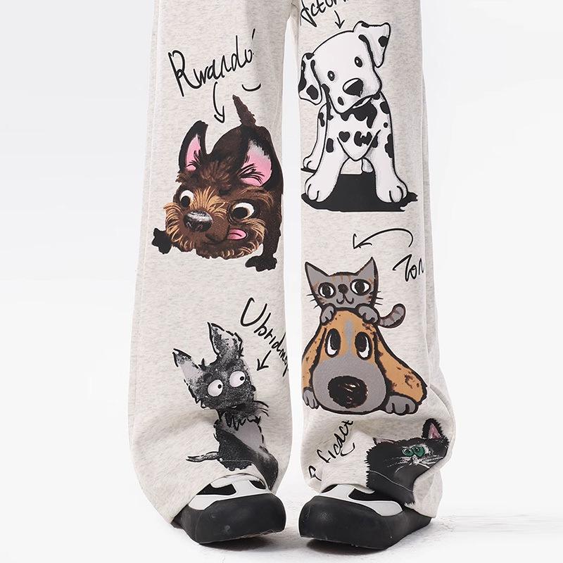 Повседневный шикарный дизайн, узор, мешковатые прямые брюки, женские, с высокой талией, на шнуровке, корейская мода, весна-осень, свободные брюки