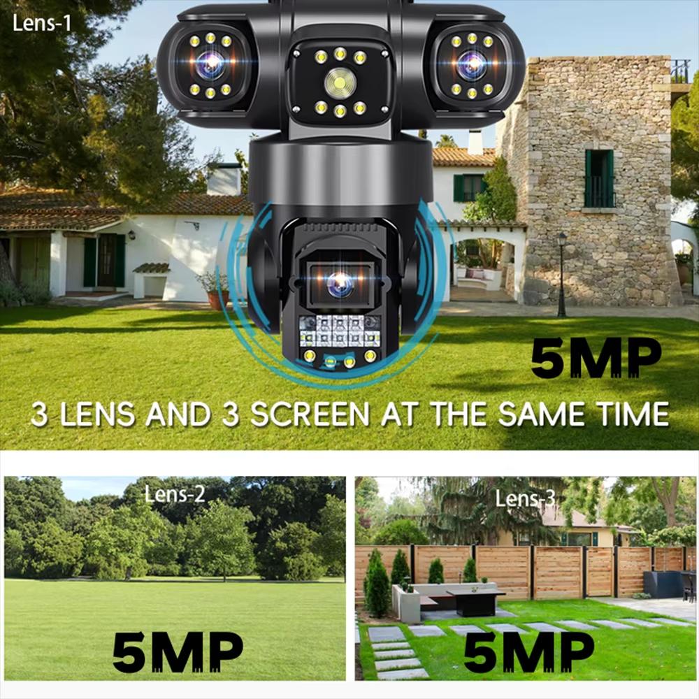 V380pro 15MP 3 Lens 4G/Wifi Camera AI Human Detection Night Vision Waterproof Security Video Surveillance IP Camara 8K CCTV Monitor