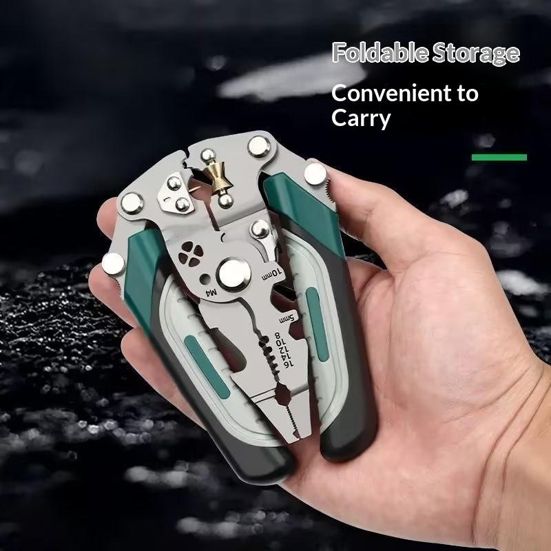 Foldable Portable Wire Stripper Heavy Duty Multifunctional Pliers Crimping Tool for Telephone Line Maintenance