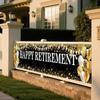 Black Gold Happy Retirement Banner for Women Man, Large Retirement Yard Sign for Porch/Fence/Lawn Decorations - Retire Party Supplies & Hanging Decor