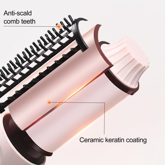 3-In-1 Hair Curling Iron Brush Portable Fast Heating Thermal Brush USB Rechargeable Travel Cordless Heated Round Brush Electric Hair Curling