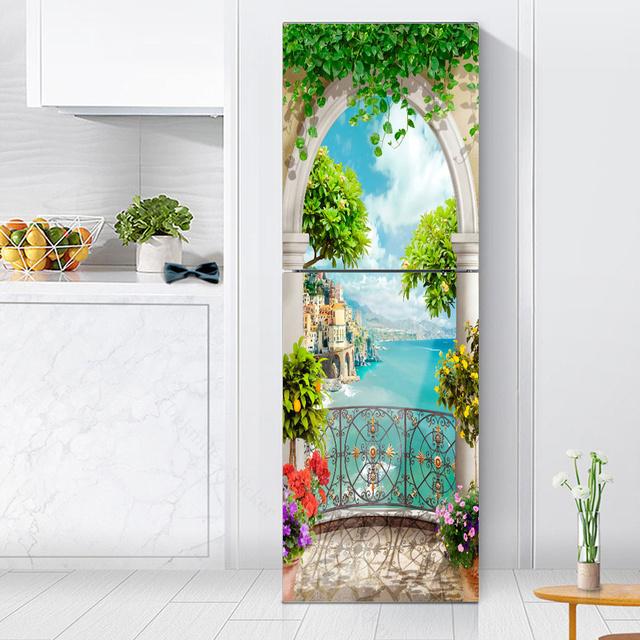 Наклейки с розами на холодильник, обои для кухни, виниловый плакат, наклейка на холодильник, домашний декор, спальня, новогоднее украшение