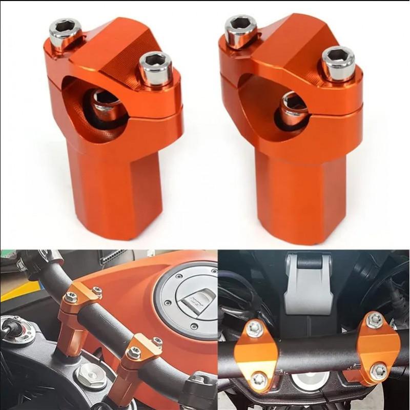 CNC Aluminum Handlebar Risers Motorcycle - Height Adjustable Upper Clamp Blue Orange Black High Low Options