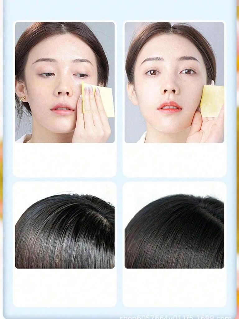 111 Sheets Bamboo Charcoal Oil Absorbing Paper, Portable Oil Control Blotting Paper with Mirror & Powder Puff for Men