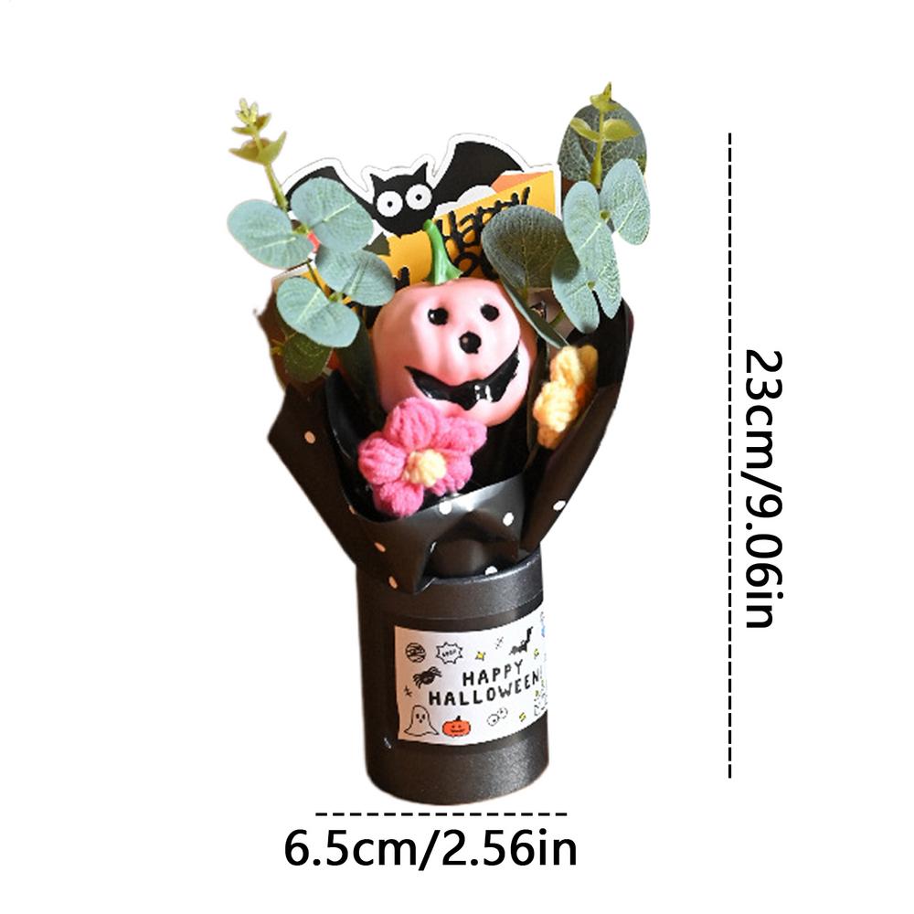 Halloween Artificial Pumpkin Bouquet Fake Flower With Eucalyptus Leaves Mini Bouquets Party Gifts Artificial Flowers Decoration
