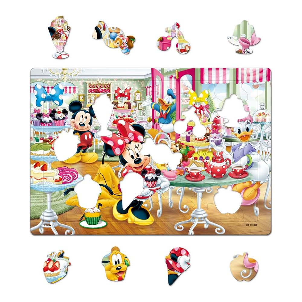 Tenyo Disney Mickey Mouse Child Puzzle Set 40, 60, 80 Pieces Antibacterial Coating Storage Cover for Kids 3 Years and Up