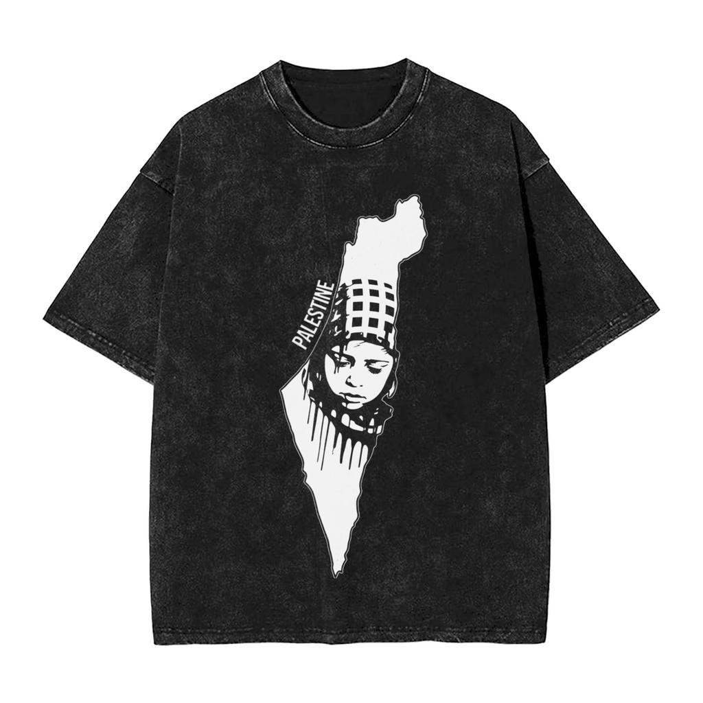 Palestine Keffiyeh Girl T-Shirts for Men Funny Pure Cotton Tee Shirt Round Neck Short Sleeve T Shirt New Arrival Clothes,