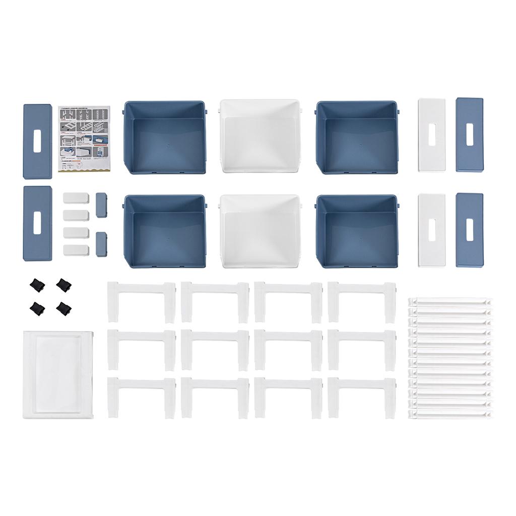 Комод с 6 ящиками, Шкафы для хранения, Офисный ящик, Пластиковый штабелируемый органайзер для хранения с 6 ящиками для офиса, дома, Белый и синий