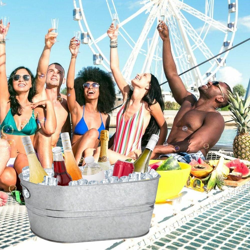 Metal Galvanized Tub 15L Drink Bucket High Quality Ice Bucket  Parties