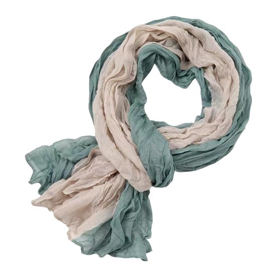 Ladies Shawl Scarf Color-Blocking Pleated Design Versatile Scarf Autumn Winter Outdoors Commuting Long Scarf