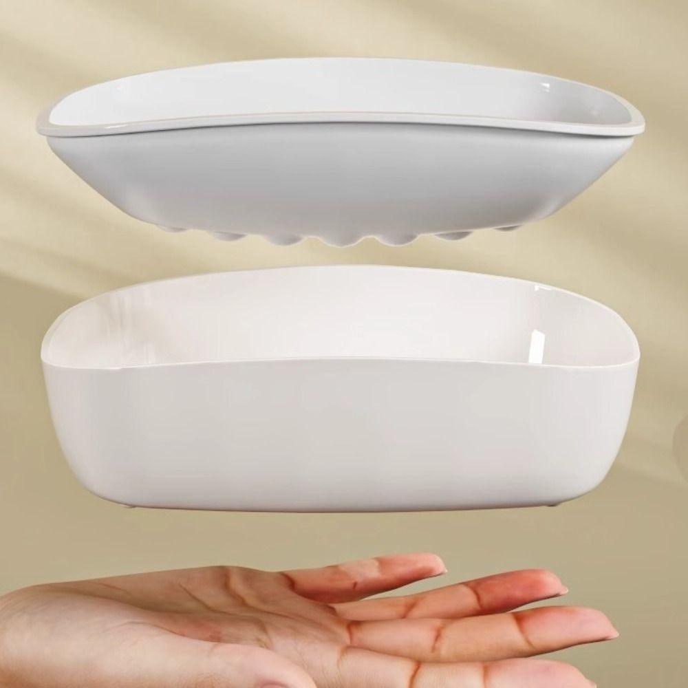 Plastic Soap Box Double-Layer Soap Storage Holder Portable Draining Soap Shelf Home Bathroom