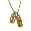 Copper Gold Plated Pendant Necklace With Pixiu Vajra Charm Rhinestone Accented Layered Choker Women