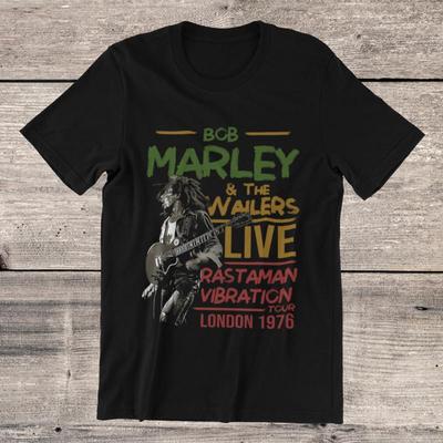 Футболка Bob Marley The Wailers Лондонский Тур 1976 Регги на Хлопке Прядильного Прядения