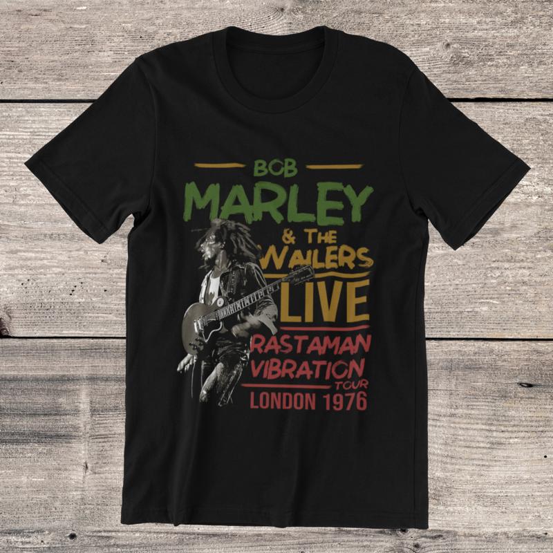 Футболка Bob Marley The Wailers Лондонский Тур 1976 Регги на Хлопке Прядильного Прядения
