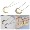 Stylish Lunar Cutout Necklace Stainless Steel Moon Charm Neck Chain Adjustable Length Clavicular Chain for Women Girls