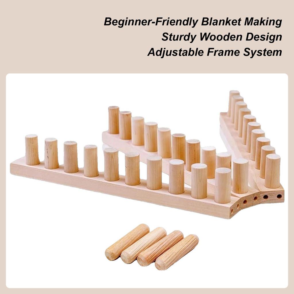 Wooden Loom Frame for DIY Throw Blankets Adjustable Size Chunky Portable Sturdy