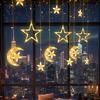 Светодиодный гирляндный светильник Fairy Star Moon с регулируемой яркостью, несколько режимов освещения, декоративный светильник с питанием от USB, декор для окон и стен