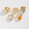 5pcs/7pcs Stackable Opening Rings Set Irregular Retro Metal Ring Chunky Smooth Rings  Daily Wear