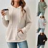 Autumn Winter Women's Solid Color Knitted Hoodie with Pit Bar Kangaroo Pocket Hoodie Hoodies & Sweatshirts (women’s)