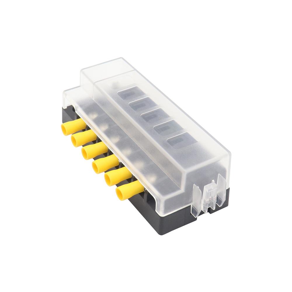 Компактный блок предохранителей на 6 позиций с одним входом и 6 выходами