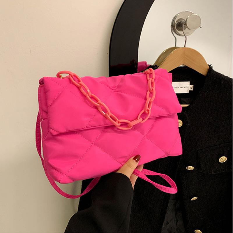 Yogodlns Квадратные сумки через плечо большой вместимости, повседневные женские сумки с цепочкой, модные стеганые универсальные зимние простые сумки для покупок для девочек