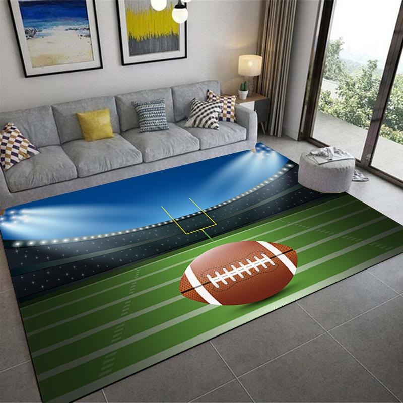Sports Court Carpet Living Room Coffee Table Floor Mat 3D Bedroom Bedside Blanket Football Basketball Floor