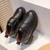 2024 New Versatile Soft Black Uniform School Shoes for Boys Hook & Loop Kids Fashion Spring Children Leather Shoes Drop Shipping
