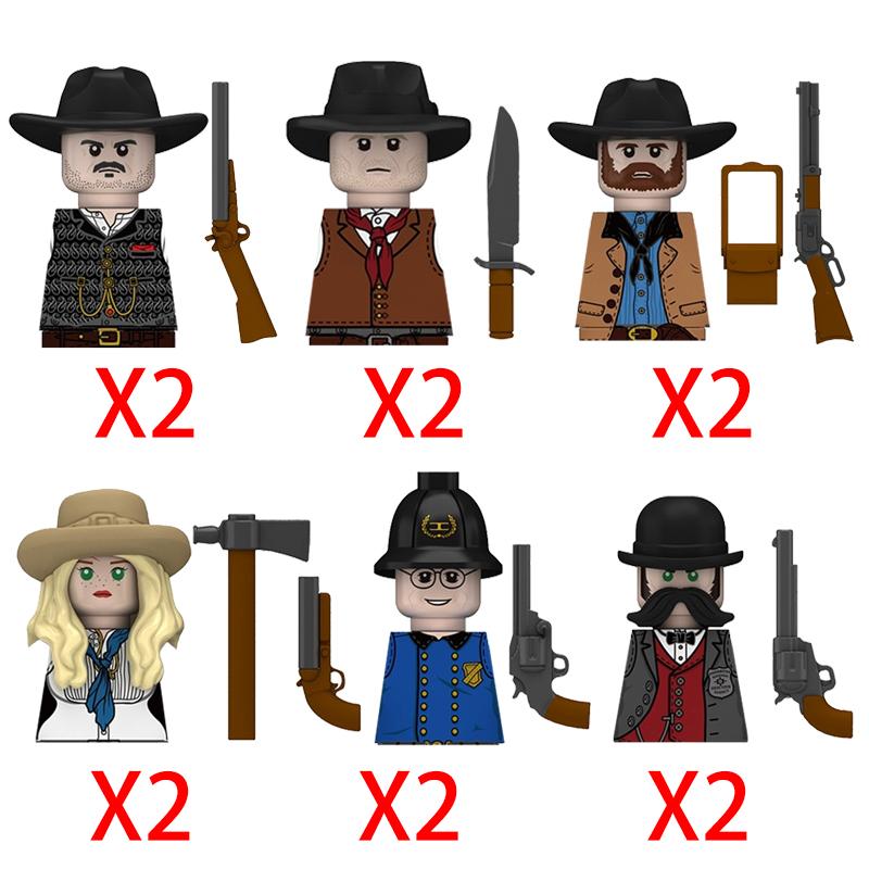 MOC Military Soviet US Soldier Figure Building Block Cavalry Pilot Western Cowboy Detective Weapon Sword Cloak Kid Toy Gift K148