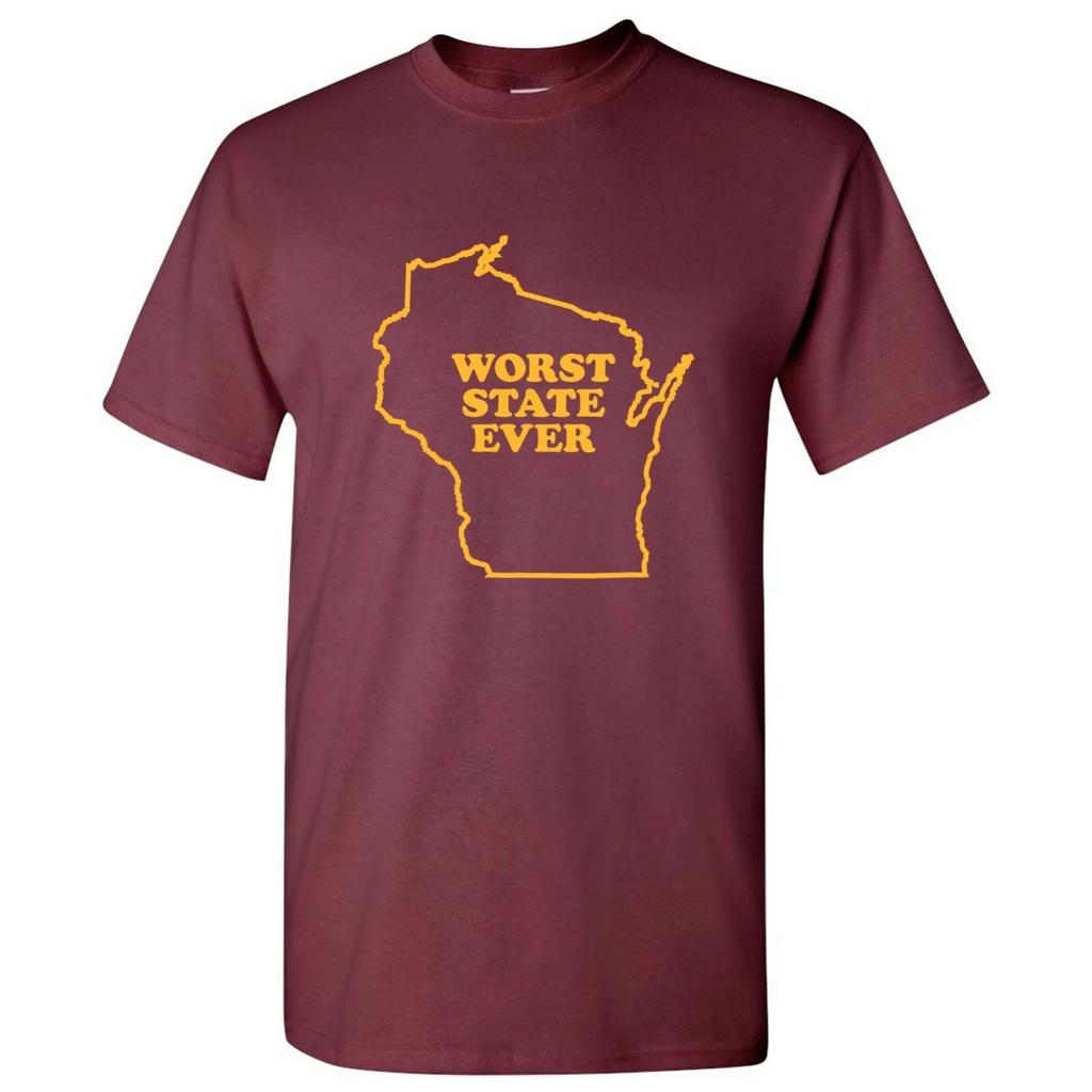 Wisconsin Worst State Ever Basic Cotton T-Shirt - Maroon