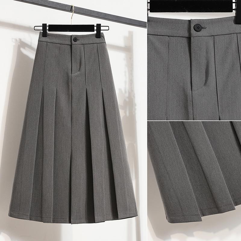 DIMANAF 2025 Plus Size Autumn High Waist Skirts Women Loose Skirt A-Line Fashion Maxi Pleated Skirts