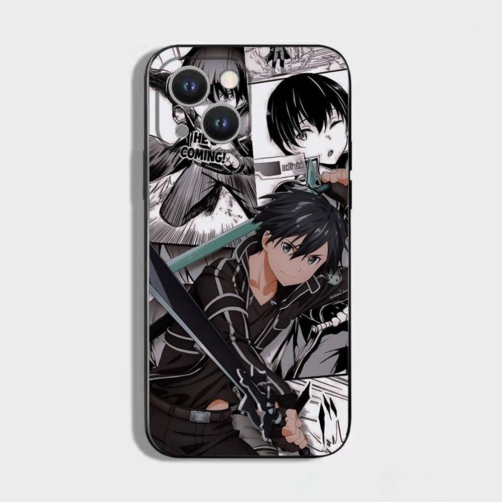 Чехол для телефона Sword Art Online SAO Кирито для iPhone 16,15,14,13,12,11 Plus,Pro Max,XS,X,XR,SE,Mini,8,7, Мягкий силиконовый черный чехол