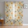 Flowers Leaves Vintage Sheer Curtains For Living Room Kitchen Window Curtains Bedroom Tulle Voile Curtains