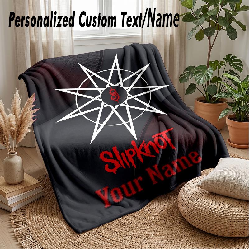 Slipknot Custom Flannel Throw Blanket Print Your Name Text Soft Warm Blanket Holiday Present