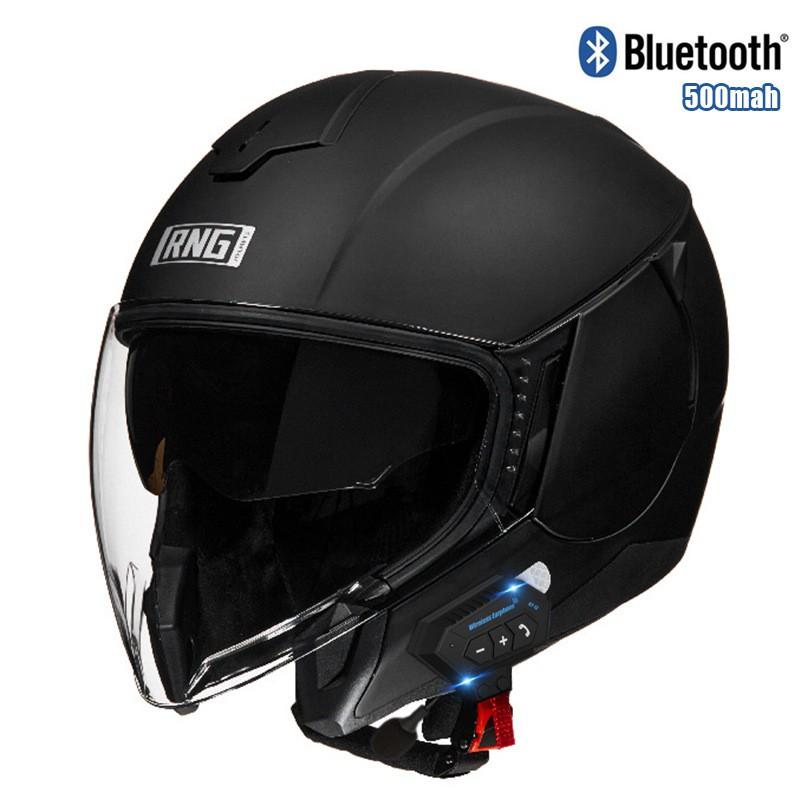 Bluetooth Motorcycle Helmet 3/4 Open Face Men Women ABS Full Coverage Riding Gear