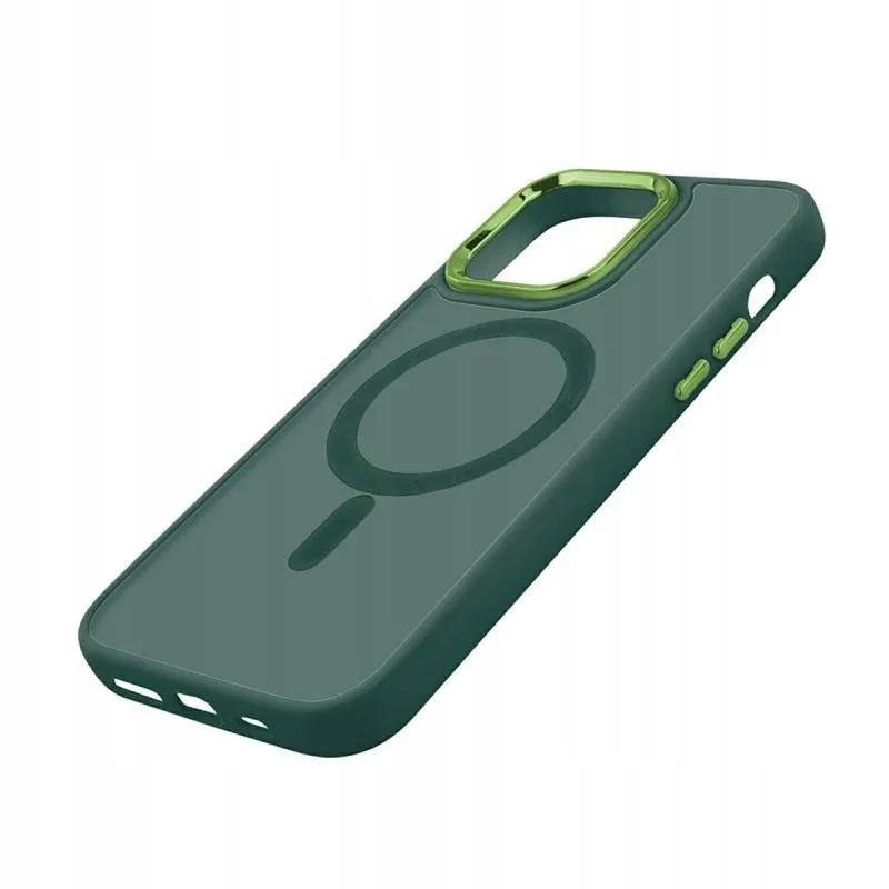 Case for iPhone 15 Pro Magsafe Magmat Reinforced Case Green Case + Glass