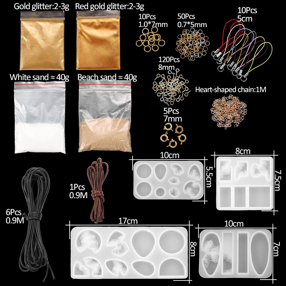 Resin Molds Silicone Kits with Epoxy Resin Supplies Dried Flowers Sparkling Powder DIY Necklace Earrings Pendant Jewelry Making