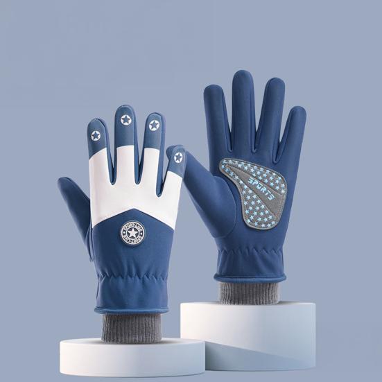 Детские лыжные перчатки Водонепроницаемые с флисовой подкладкой Зимние перчатки Теплые Ветрозащитные перчатки с нескользящими ладонями для мальчиков девочек Лыжи Сноуборд Велоспорт